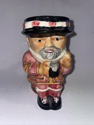 Mitte 20. Jahrhundert Vintage handbemalte Keramik Beefeater Toby Kanne kürzer & Sohn