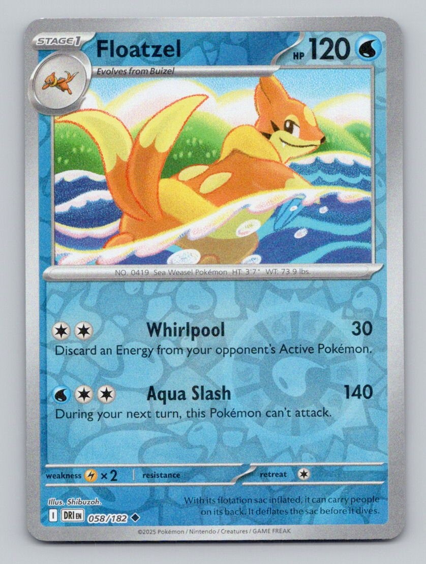 Floatzel 058/182 Uncommon Destined Rivals Pokemon Reverse Holo Near Mint