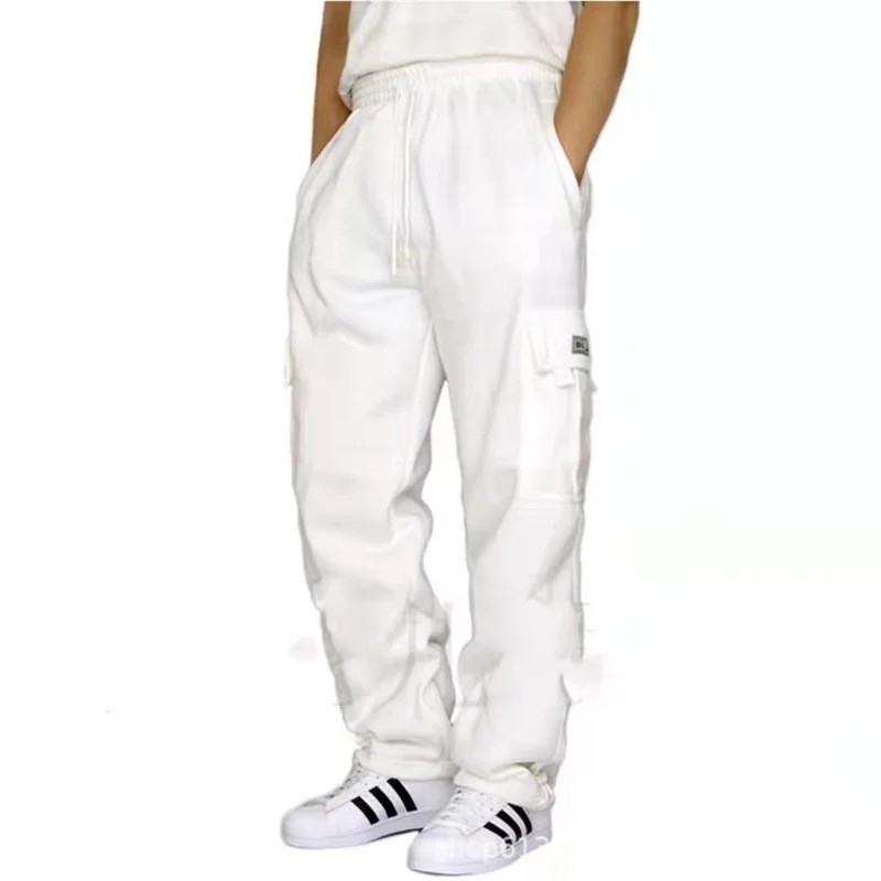 Autumn Winter Fashion Men's Casual Sports Pants Solid Color Multi-Pocket Straigh