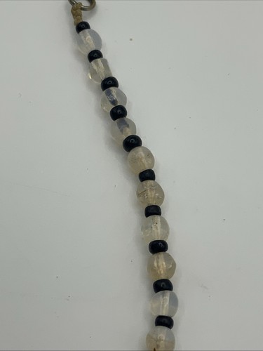 Vtg Czech Pink Atlas Glass White Foiled Glass Black Washer Graduated Necklace - Picture 16 of 21