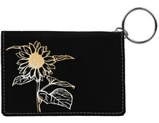 Joyous Sunflower Laser Engraved Leatherette Keychain Wallet