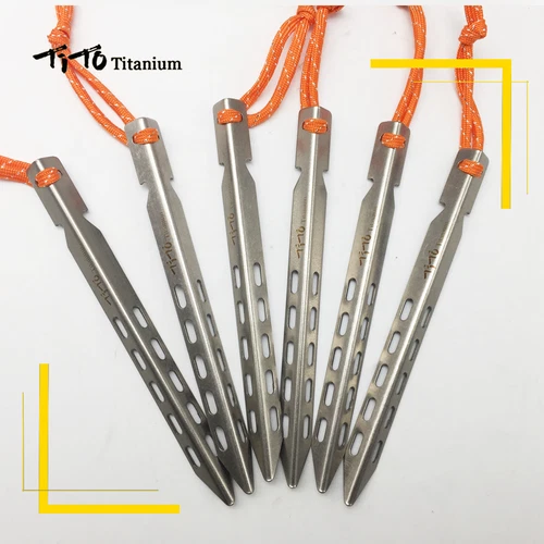 6Pcs Titanium Ti Outdoor Camping V-shaped Tent Canopy Pegs Hooks Stakes - Picture 2 of 6