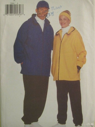 BUTTERICK 5086 Misses/Mens Hooded Jackets Pants Cap & Headband PATTERN XS-XL UC - Picture 1 of 4