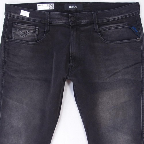 NEU Replay M914 ANBASS Stretch Slim Tapered graue Herrenjeans W38 L34 neu mit Etikett