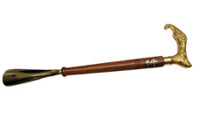 Shoe Horn Handmade Wooden Vintage With  Solid Brass Elephant Handle Style