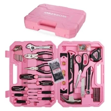 WORKPRO 258PCS Pink Home Tool Set Portable Hand Tool Set with Hammer Screwdriver