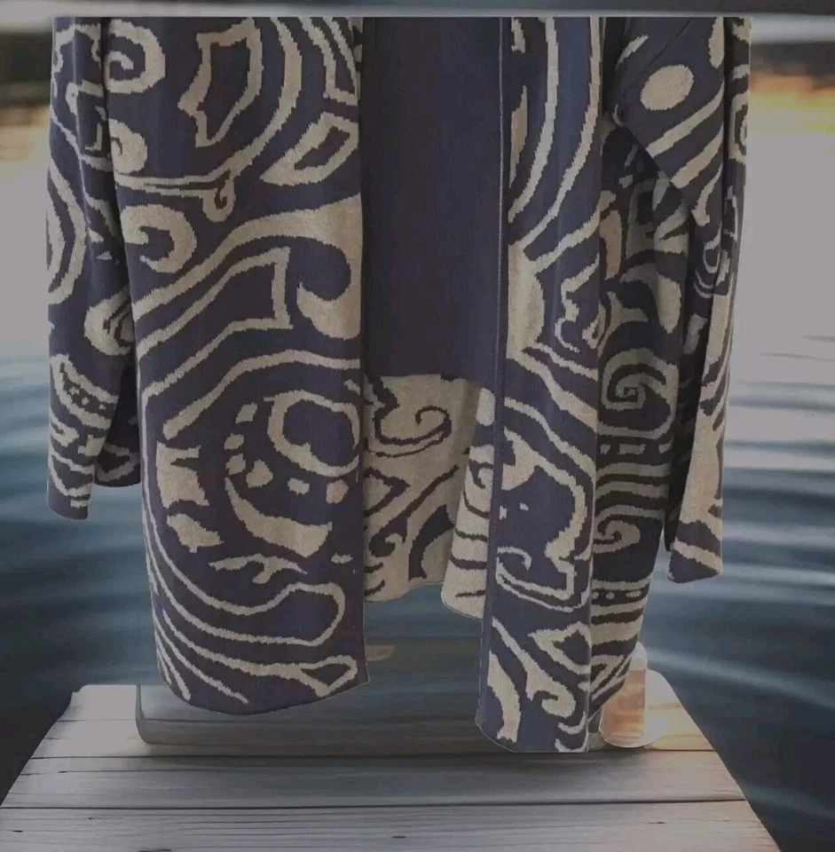 Conjunto Cárdigan Conexión Peruana Talla L Estampado Abstracto Pima Algodón Arte PVP£565 Foto 2 de 4