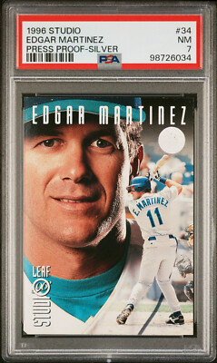 1996 LEAF STUDIO SILVER PRESS PROOF #34 EDGAR MARTINEZ 1/100 PSA 7 NR MINT POP 1