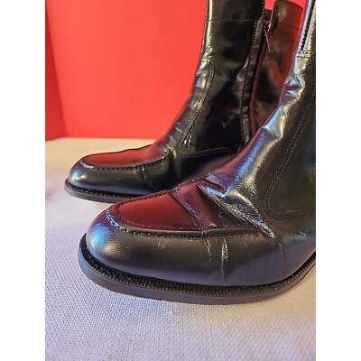 二本セット Florsheim Mens Boots Shoes Black Leather Side Zipper 17074-01 Sz