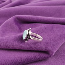 Aqua Chalcedony Gemstone 925 Sterling Silver Handmade Ring Jewelry Gift For Love