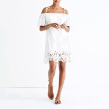 MADEWELL* Eyelet Dress SMALL* White Cottagecore Victorian Lace Cotton Boho Euc!