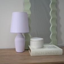 Pair of Pastel Ceramic Table Lamps Bedside Bedroom Lighting Lampshades LED Bulbs