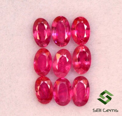 2,84 Cts Natürliches Rubin Ovalschliff 5x3 mm 09tlg Rot Rosa Edelsteine Lot