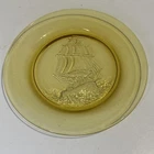1925 Duncan & Miller Amber Luncheon Plate with Sailing Ship Center Decor 8.5”