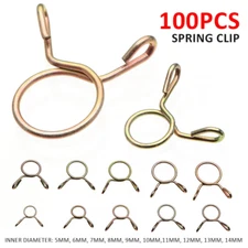 100PCS Double Wire Spring Hose Clamps Fuel Line Hose Tube Clips Assortment NEW ·
