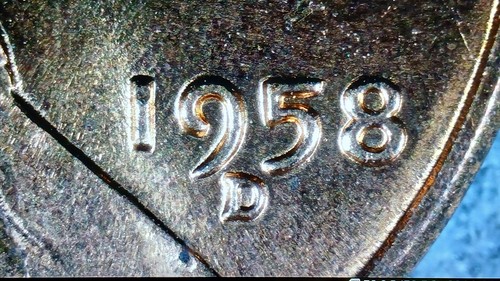 1958-D Lincoln Wheat Cent Spiked Head Die Crack Uncirculated - Picture 9 of 12