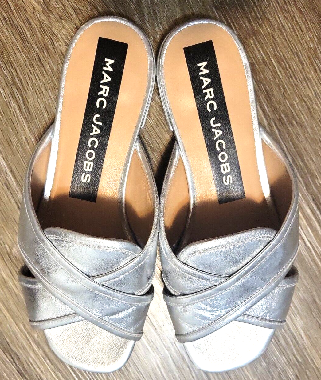MARC JACOBS Aurora Silver Metallic FLAT SANDALS MULES SIZE US 6 EU 36 | eBay