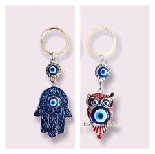 Handmade 2 pack Evil Eye key chains Hamsa/Fatima-Owl for Good luck