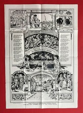 altes Politik Plakat DETMOLD um 1900 Bilderbogen mit Karikatur  RAR ( F19578