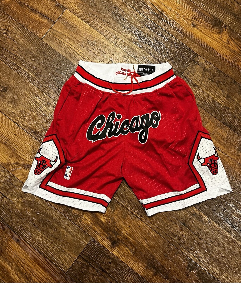 RETRO CHICAGO BULLS HOME NBA Stitched Lettering Basketball Shorts