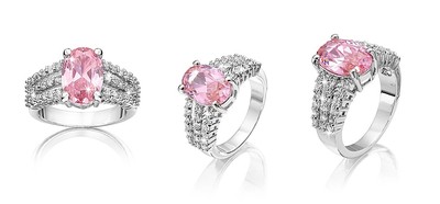 ROSA & WEISSER OVALER RING MIT ZIRKONIA EINZIGARTIGES DESIGN ATEMBERAUBENDER RING NEU GRÖSSE P
