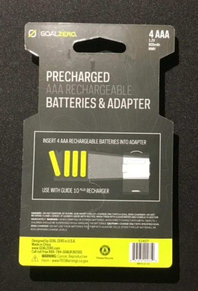 Goal Zero AAA NiMH Rechargeable Battery 4 Pack PRECHARGED 847974000359 eBay