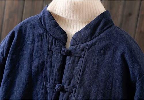 Women Cotton Padded Jacket Ramie Thick Coats Winter Parka Oversized Warm Tops - Bild 10 von 22