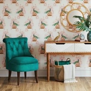 ONE Opalhouse PEACOCK Peel/Stick Removable Wallpaper NEW WHITE | eBay