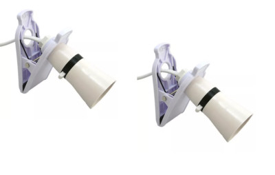 2x Clip On Switched Strahler Lampenfassung mit 2m Kabel & UK Stecker Netzbetrieben