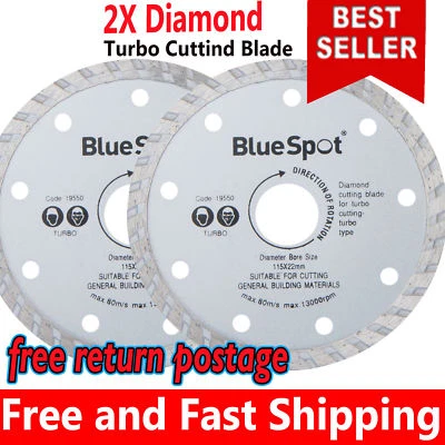 2X Angle Grinder Discs Thin 115mm 4.5'' Turbo Diamond Tile Dry Cutting Disc