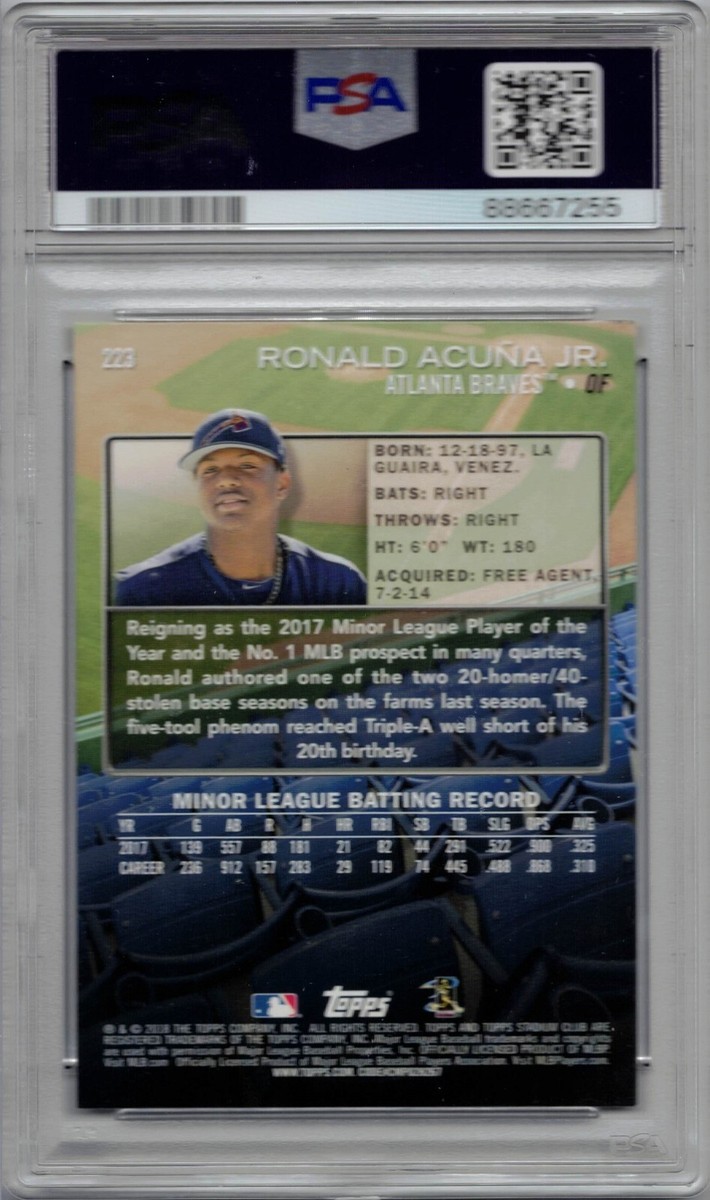 2018 Topps Stadium Club Baseball #223 Ronald Acuna Jr. Rookie Card