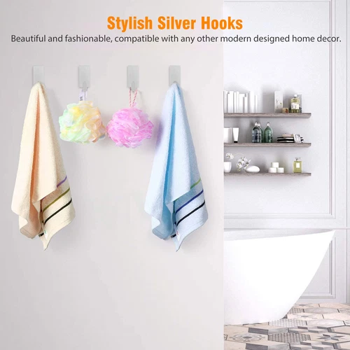 Gancho autoadhesivo de acero inoxidable para puerta de pared de baño de 12 piezas soportes adhesivos fuertes - Imagen 5 de 14