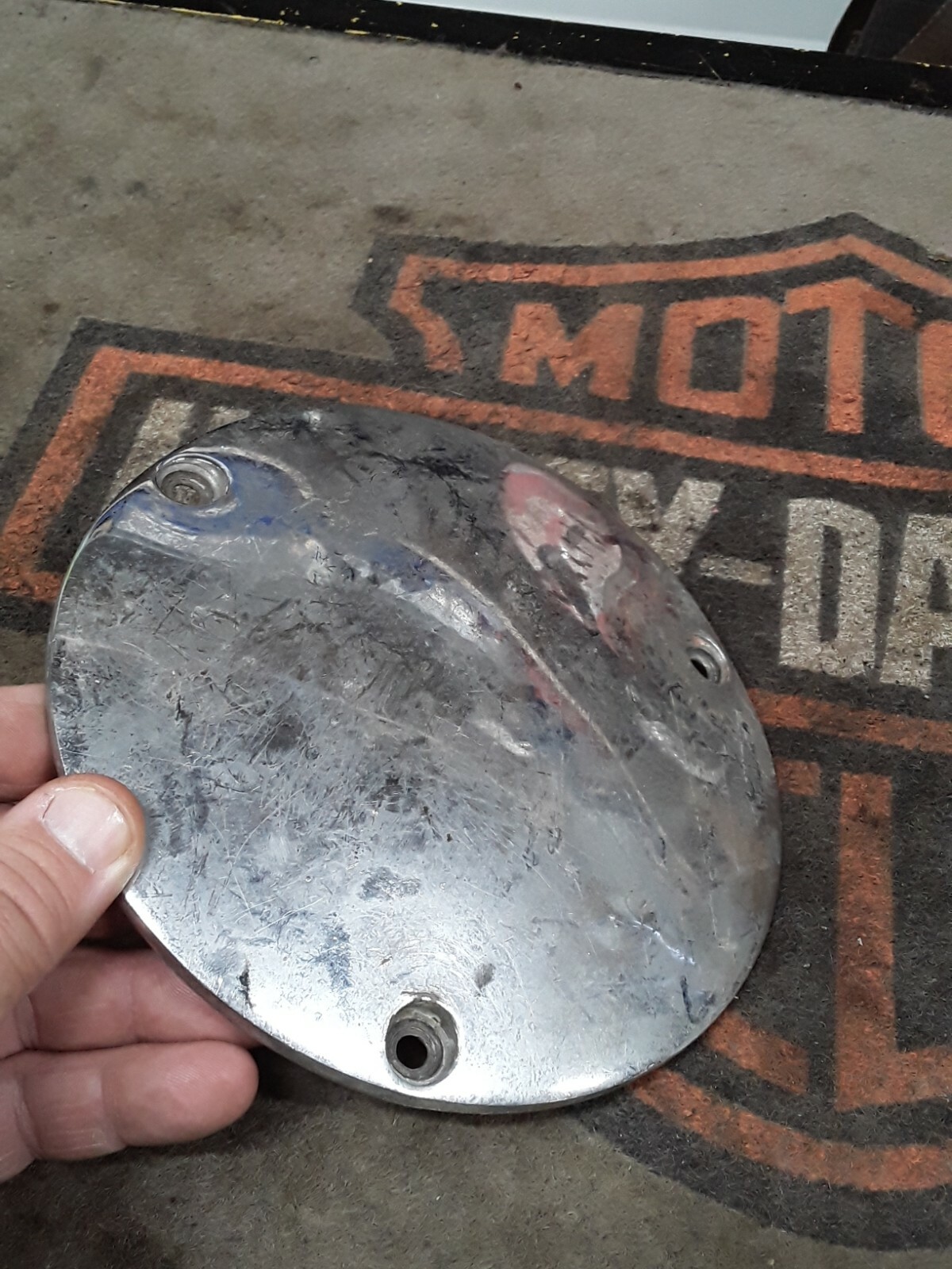 Harley chrome Shovelhead oil pump trim cover cap V-Twin 42-0041 Harley chrome Shovelhead oil pump trim cover cap V-Twin 42-0041