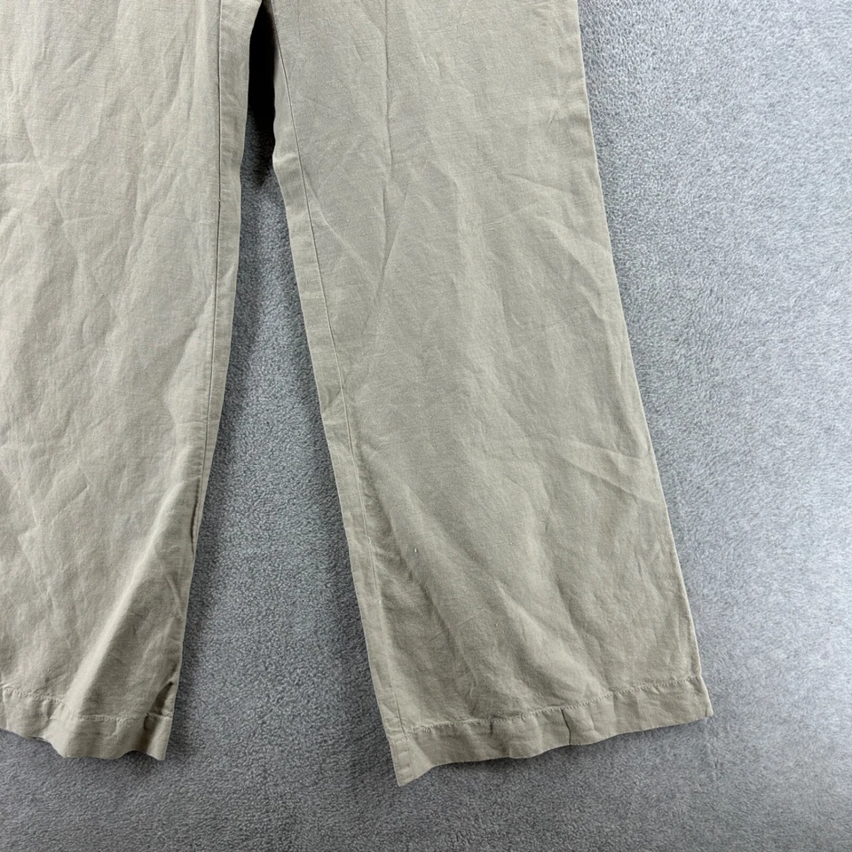 Pantalones The Limited para mujer talla 10 beige Drew frente plano pierna ancha lino nuevos con etiquetas Foto 2 de 4
