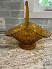 Vintage Indiana Glass Large Amber Glass Baske...