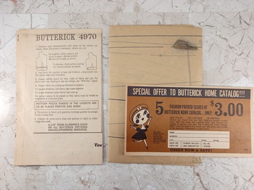 BUTTERICK 4970 VTG 60s Dress Semi-fit Jewel Neckline Variations 14-1/2 UNCUT Sew - Picture 2 of 9