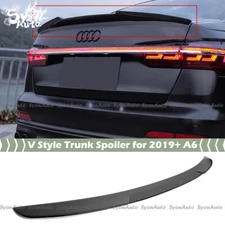FITS 2019-2025 AUDI A6 C8 V STYLE GLOSSY BLACK HIGH KICK REAR TRUNK SPOILER WING