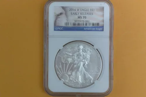 2014 W (BURNISHED) NGC MS70 SILVER EAGLE EARLY RELEASES - SPOTTED