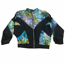 RE Sport By River Edge Women's Windbreaker Jacket Sz L Black Light Nylon Vintage