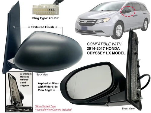 Rear View Mirror for 2014 - 2017 HONDA ODYSSEY LX Model Non-Heated Driver Side
