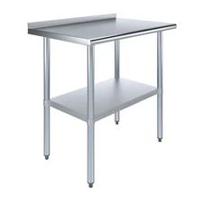 24 in. x 36 in. Stainless Steel Work Table with 1.5 in. Backsplash
