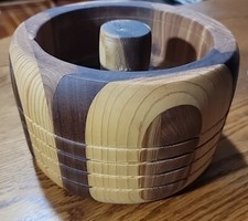 Wood Turned Bowl Segments Multi Shaded In Ovals Serving Nuts/candy
