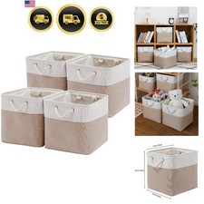 13 x 13 Inch Cube Storage Bins, 4 Pack Large Collapsible Fabric Storage Bin w...