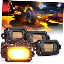 Amber Rock Lights, 4 PCS 60 Chip Rock Lights for Trucks UTV Amber rock lights
