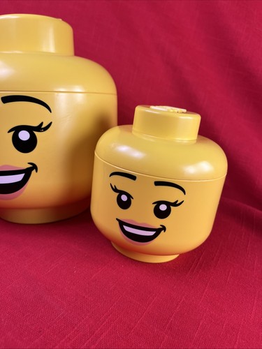LEGO X2 Storage Head Girl Medium And Small Container Toys Stackable 2 Pcs Iconic - Picture 4 of 7