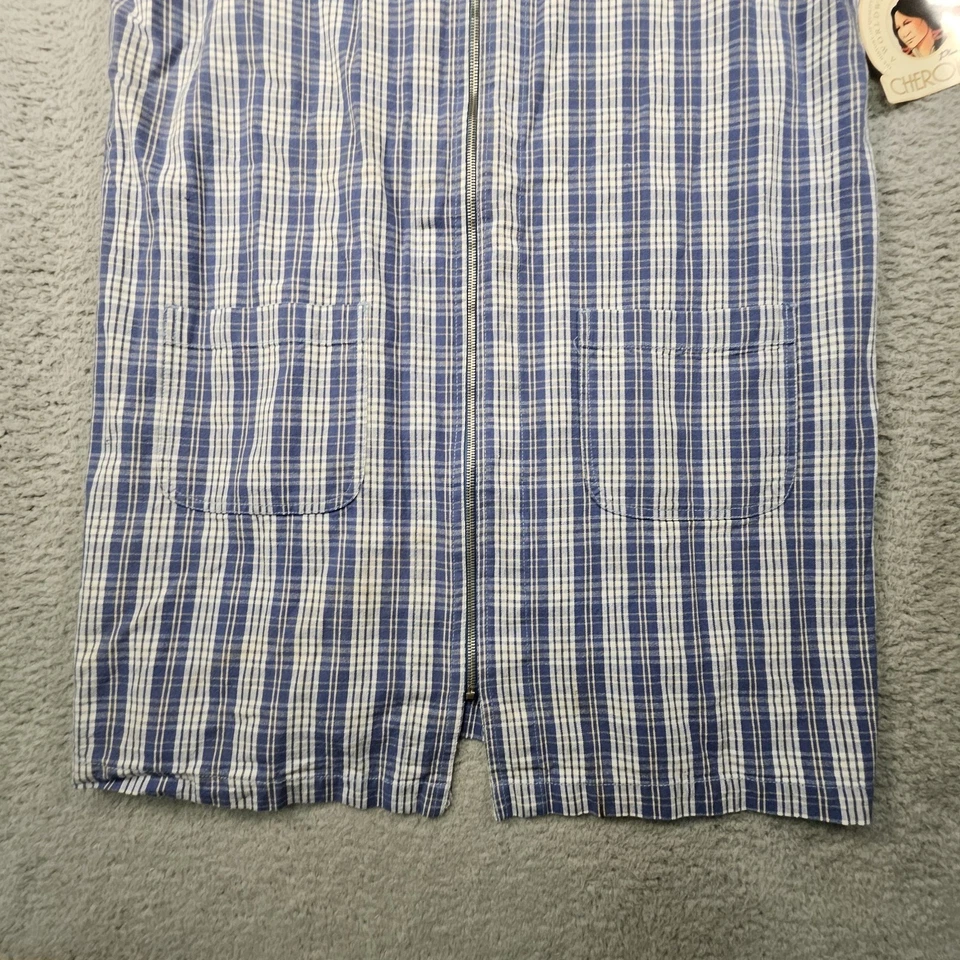 VTG Cherokee Denim Mini Jumper Dress Sz 24W Plaid Zip Cottage 90s Grunge READ!!! - Image 4 of 4