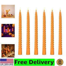 6 Pack 10 Inch Orange Spiral Taper Candles for Halloween and Fall Harvest, Un...