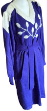 Vintage Knit Sweater Dress Small Purple Long Sleeve Belted Angora Wool Blend