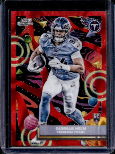 2025 Topps Cosmic Chrome Gunnar Helm RC Red Flare Refractor Rookie #/5 Titans