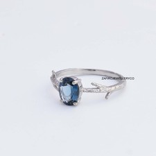 London Blue Topaz, Solitaire Ring, 925 Sterling Silver, Blue Engagement Ring